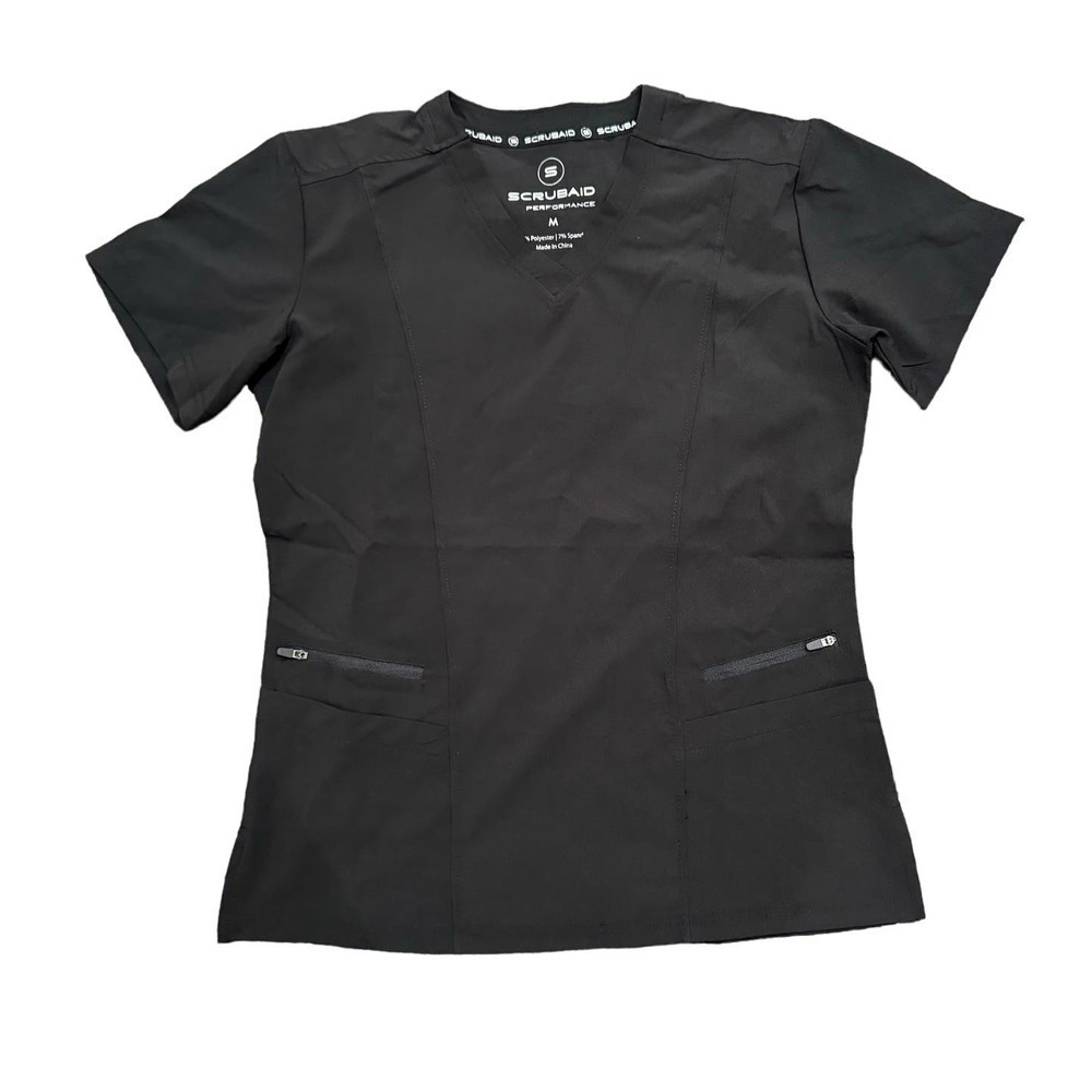 Scrubaid Stretch V-Neck Scrub Top in Black, Size S​​​​​